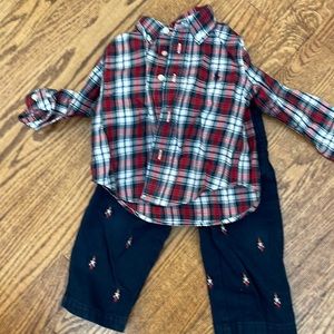 Ralph Lauren 12 months nutcracker pant plaid shirt set